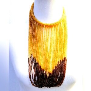 African handmade beaded statement necklace